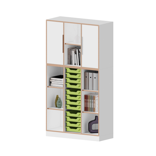 Produkt Bild qickly® Schrank, 5 Ordnerhöhen, 2 Türen, 12 kleine Ergo Tray Boxen SLS35-4K
