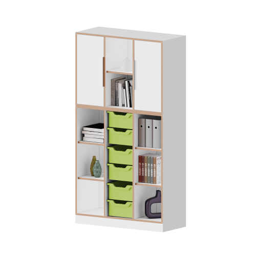 Produkt Bild qickly® Schrank, 5 Ordnerhöhen, 2 Türen, 6 große Ergo Tray Boxen SLS35-4G