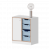 Produkt Bild qickly® Schrank, 2 Ordnerhöhen, 1 Tür links mit Schloss, 4 große Ergo Tray Boxen SLS22LG