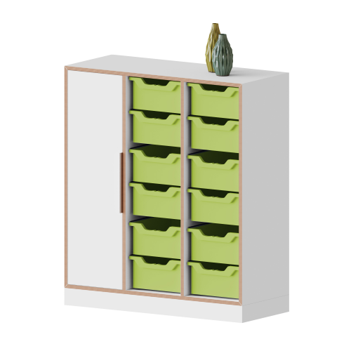 Product image qickly® cabinet, 3 file heights, 1 door, 12 large Ergo Tray boxes SLS33TGG