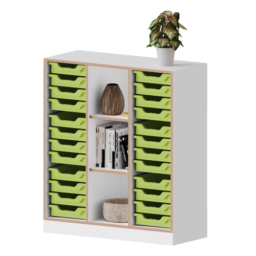 Product image qickly® shelf, 3 file heights, 24 small Ergo Tray boxes SLS33EKK