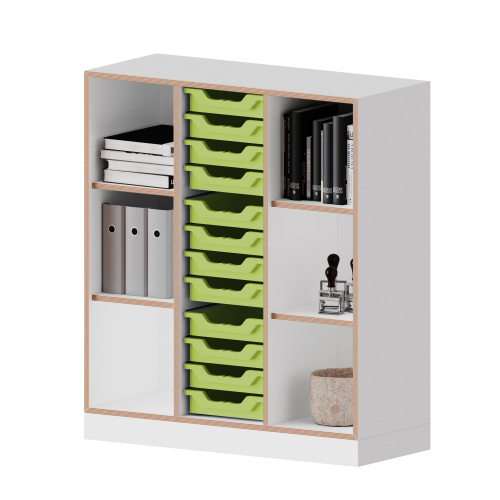 Product image qickly® shelf, 3 file heights, 12 small Ergo Tray boxes SLS33EEK
