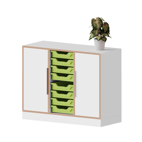 Product image qickly® cabinet, 2 file heights, 2 doors, 8 small Ergo Tray boxes SLS32TTK