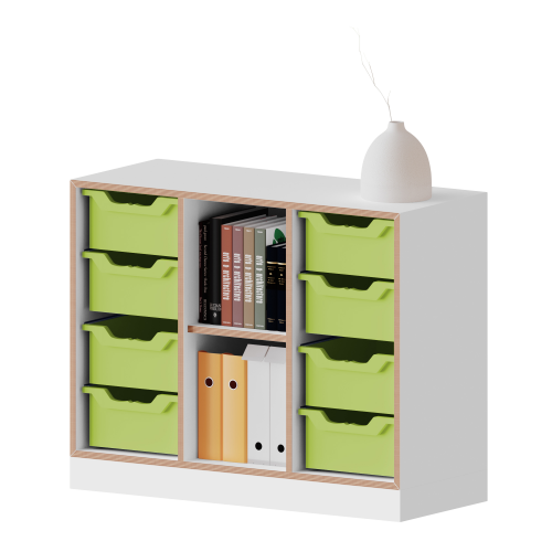 Product image qickly® shelf, 2 file heights, 8 large Ergo Tray boxes SLS32EGG